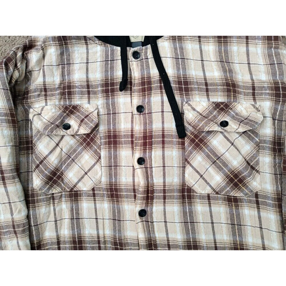 Jnco Hoodie Women's Size XL Plaid Fleece Button Up Long Sleeve - Picture 2 of 6